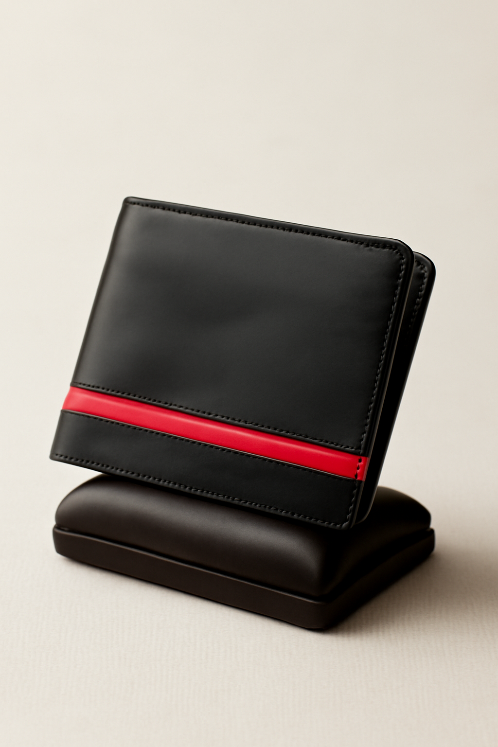 BLACK RED STRAP WALLET